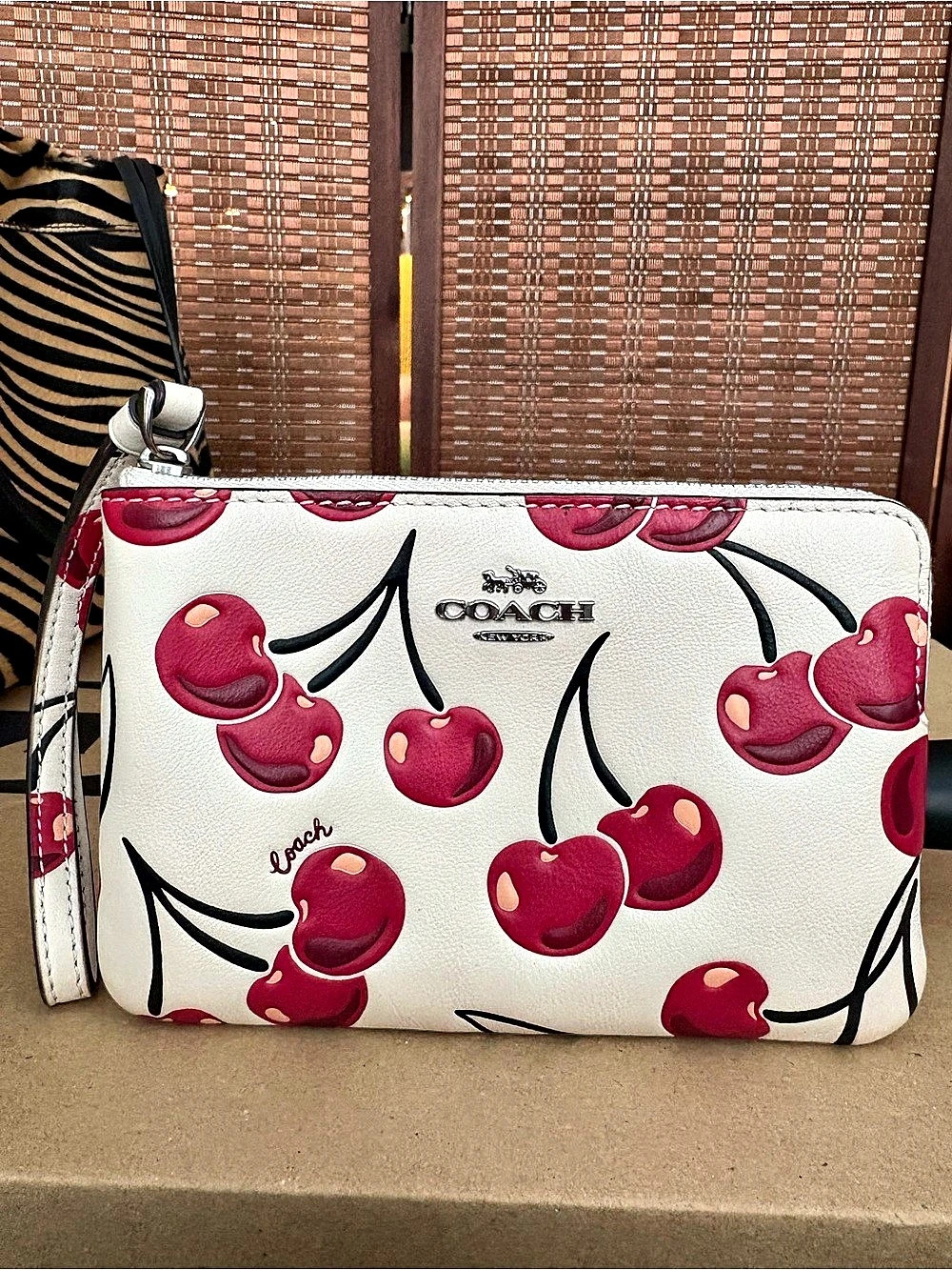 COACH Zip Wristlet Wallet in Cherry Print